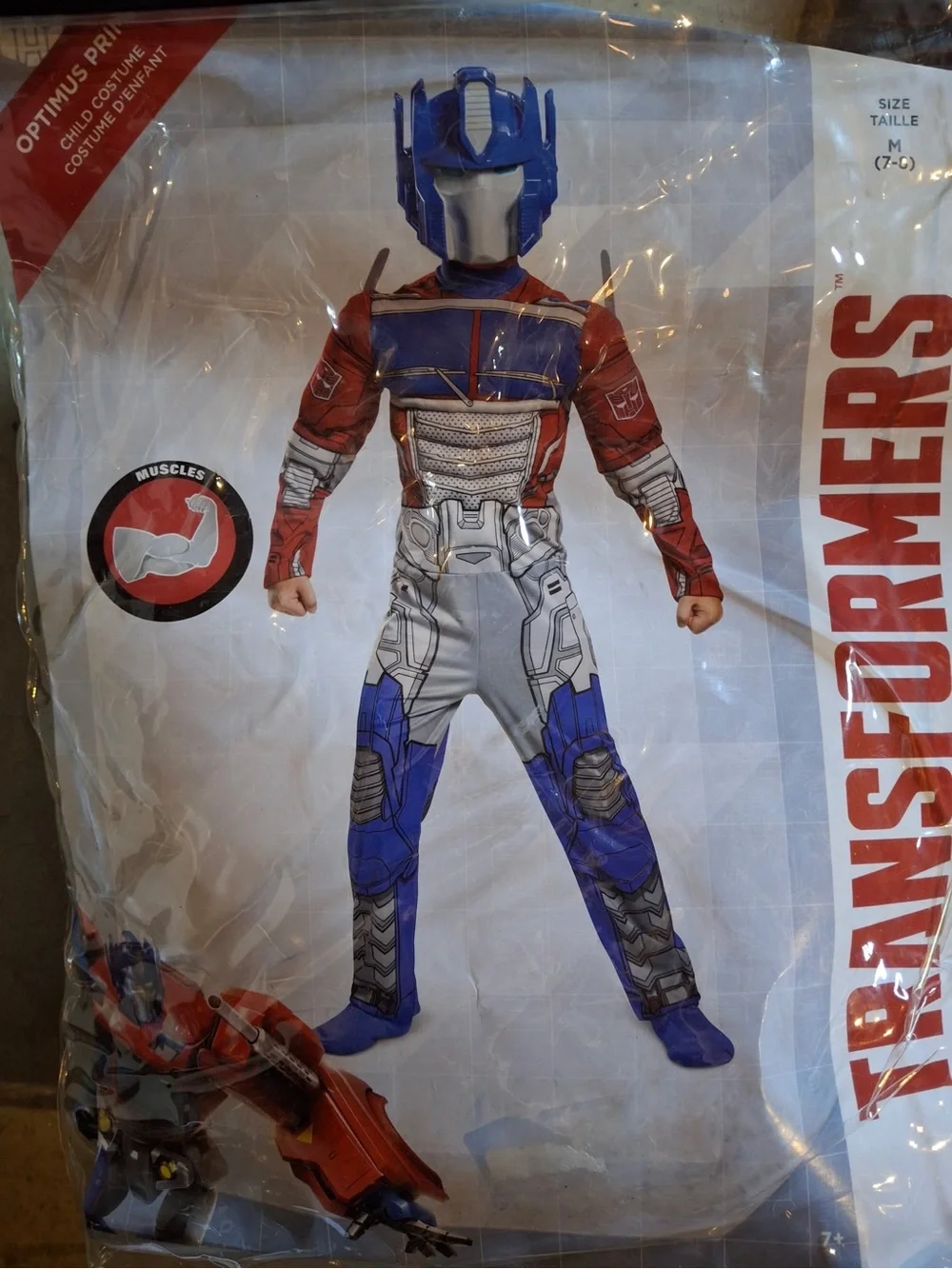 Transformers Optimus Prime Muscle Costume Jumpsuit Mask Halloween Boys M 7-8
